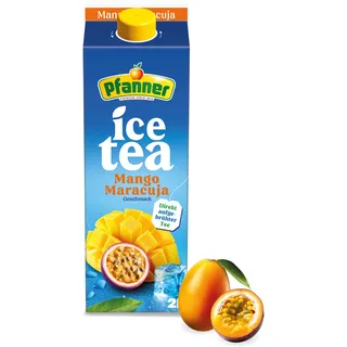 Pfanner Eistee Mango-Maracuja 1 x 2 l Tetra Pak – Direkt aufgebrühte Schwarzteesorten mit Mango- und Maracujasaft - Ice Tea Karton