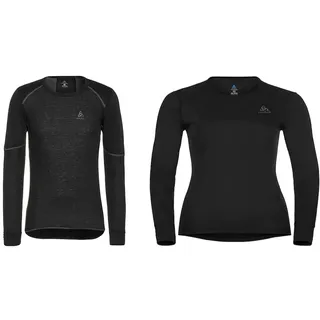 Odlo Herren Funktionsunterwäsche Langarm Shirt Active X-WARM ECO, Black, L & Thermounterwäsche Damen Active Warm I Langarm Thermoshirt I Warme Skiunterwäsche