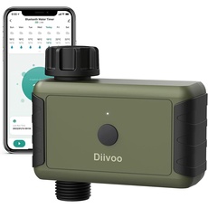 Diivoo Bewässerungscomputer Bluetooth, Bewässerungsuhr für Garten Bewässerung kompatibel mit Alexa & APP, Automatische Bewässerung Zeitschaltuhr für Rasen (Bluetooth - 1 Ausgänge)