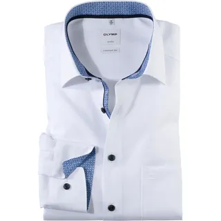 Businesshemd OLYMP "Luxor comfort fit", Herren, Gr. 39, N-Gr, weiß (weiß blau), Web, Obermaterial: 100% Baumwolle, kontrastfarbene Details, comfort fit, Hemden Businesshemd, Topseller