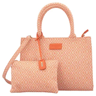 REMONTE Shopper REMONTE, Damen, Gr. B/H/T: 36cm x 27cm x 11cm, orange (orange, hellbeige), Textil, gemustert, Taschen Shopper, Damen-Henkeltasche, Umhängetasche mit herausnehmbarem Innentäschchen