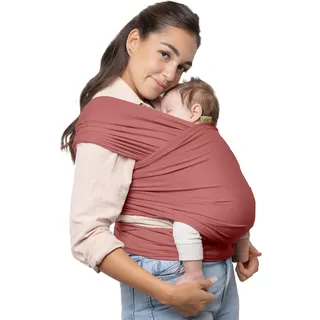 Boba Babytragetuch ab Geburt bis 15 kg - Kuschelweiches & Stützendes Baumwollfrottee, Tragetuch Baby Neugeboren bis Kleinkind, Einfach zu Binden (Dusty Pink)