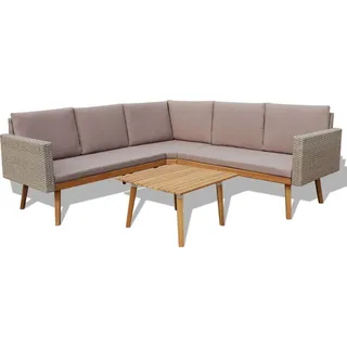 vidaXL 4-tlg. Garten-Lounge-Set mit Auflagen Poly Rattan Grau - Grau