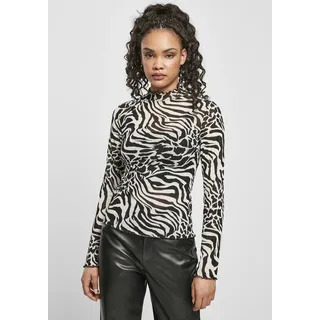 URBAN CLASSICS Turtleneck Top Aop Mesh Langarmbluse Dark Gray / Black XS