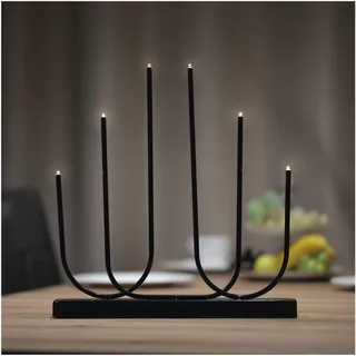 EMOS - LED-Kerzenständer mit 6 LED Kerzen - Metall-Kerzenhalter, Warmweißes Licht - 6/18h Timer, Batteriebetrieben 2x AA - Lebensdauer 10000 Stunden - Innenbereich - Schwarz