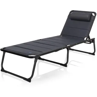 Campart BE-0665 Sonnenliege/ Gartenliege Ancona, mit Kopfpolster, in 5 Positionen verstellbar, One Size, Entspannen, Aluminium, Dunkelblau