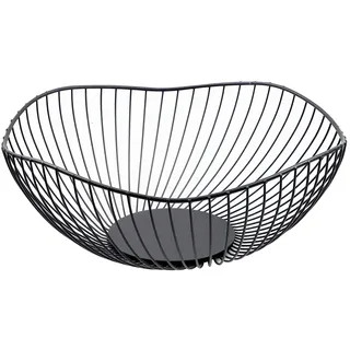 EXLECO Obstkorb mit Wellenform-Design, Schwarze Obstschale Metall, Obstaufbewahrungskorb Vintage Obstschüssel Multifunktionaler Obstkorb aus Eisen, Deko Drahtkorb (26 * 26 * 10cm)