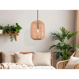 Kleine Lampenschirm Korblampe Pendelleuchte geflochten, Wohnzimmerlampe hängend - Bronze