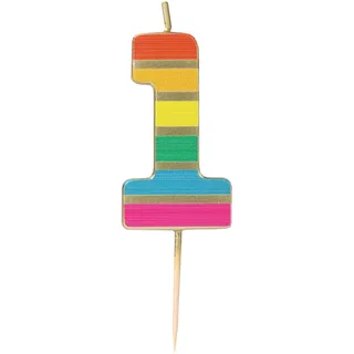 Talking Tables Nummer Eins 1 Regenbogen-Geburtstagskerze für Kuchen Tortenaufsatz-Dekoration Premium-Qualität Zahlenkerzen Jubiläumsparty Meilensteinalter 5,5 cm Höhe recycelte Verpackung