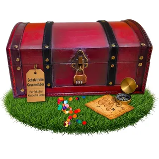 infinimo Holzkiste Mit Deckel, Schatztruhe Mit Zahlenschloss - Schatztruhe Kinder, Große Geschenkbox Mit Deckel Aus Holz Für Hochzeiten und Geburtstage,