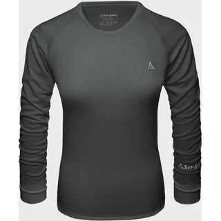 Schöffel Merino Sport Shirt 1/1 Arm W, temperaturregulierendes Langarmshirt, atmungsaktives Funktionsunterwäsche-Shirt in Wollqualität, anthrazit, S