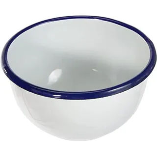 Ibili Blanca Bowl 14x8,5 cm of Enamelled Steel, White/Blue, 14 x 14 x 8.5 cm