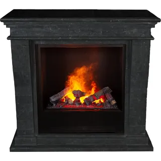 Xaralyn Wasserdampf-Kamin - Kreta-Mini EC6-SBU - schwarz Naturstein - mit Fernbedienung - Opti-Myst Elektrokamin - Kaminsims inklusive Einbaukamin - Dekokamin