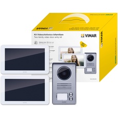 VIMAR K40936 Videosprechenalagen-Set enthält Freisprech-Touchscreen-Videohaustelefon LCD 7in, 2-Taste Klingeltableau, Netzgerät, mit Zubehöre für AP-Einbau, weiß, 2 Wohnungen/Familien