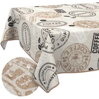 Tischdecke aus Stoff Textil abwaschbar Tischwäsche Tischtuch Baumwolle Polyester Coffee Rund 140cm In-/Outdoor Tischdecke