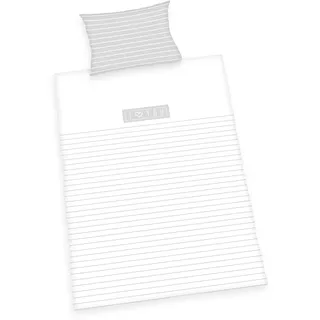 Herding Baby Best Bettwäsche-Set, Cotton, weiß/grau, 40 x 60 cm 100 x 135 cm