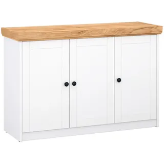 Homestyle4u Sideboard 134 x 82 x 41 cm eiche / weiß