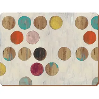 Creative Tops Platzsets, Design Retro Punkte, hochwertig, Unterseite aus Kork, Holz, mehrfarbig, 4-teilig