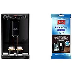 Melitta Caffeo Solo E 950-222 Kaffeevollautomat pure black & 192830 Filterpatrone für Kaffeevollautomaten | Pro Aqua | Vorbeugung von Verkalkung | Einfache Anwendung | 1 Patrone