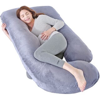 Labtec Schwangerschaftskissen, U förmiges Ganzkörperkissen, Stillkissen, J-förmiges Seitenschläferkissen, Body Pillow, Abnehmbarer Samt-Kopfkissenbezug