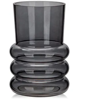 Glasvasen Blumen Modern, 18 cm Hohe Tischvasen Glas, Schwarz Deko Vase für Blumen, Dekorative Vase Blumenvase, Zylinder Glasvase Unregelmäßig für Tischdekoration Büro Küche Hochzeitsgeschenk