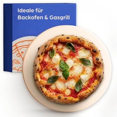 Pizzastein für Backofen & Gasgrill - Für Knusprigen Boden - Pizzastein Rund 30 cm aus Cordierit bis 900 °C - Wärme Speichernd