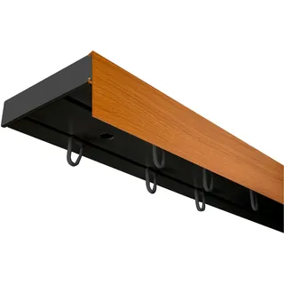 Gardinenschiene SN DECO GROUP "Vorhangschiene SH (1) mit Blende 5 cm" Gr. 5, schwarz (schwarz, kirschholzfarben), L:122cm T:7,7cm, Kunststoff, Gardinenstangen, Gardinenschiene, Topseller