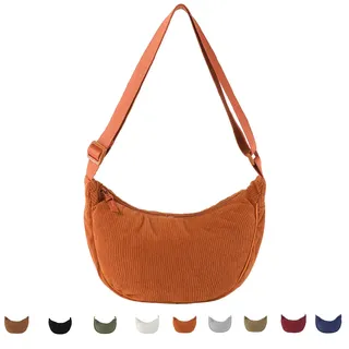 Generisch Cord Crossbody Bag für Damen, Cord Halbmond Tasche Umhängetasche Crossbody Moon Bag Hobo Halfmoon Bag Kord Schultertsche für Arbeit Einkaufen Schule Arbeit Shopping