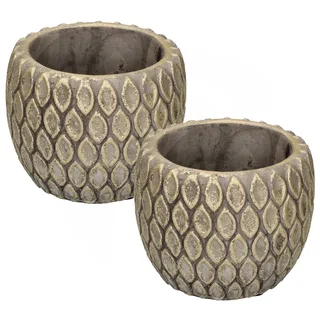 KOTARBAU® 2er Set Ton-Blumentopf Übertopf Ø 7 cm für Blumen Pflanzen Rustikal Grau Gold Blumenübertopf
