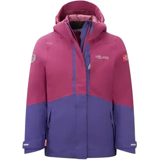 TROLLKIDS Skanden Jacke - Bright Berry / Dark Purple / Light Magenta - 128 cm