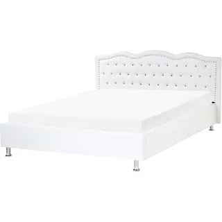 Beliani Bett 160/200cm Weiß Metz - Textil , 160x200 cm , Schlafzimmer, Betten