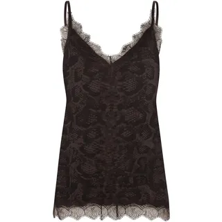 rosemunde Spaghettitop "Billie Strap Top" Vintage-Spitzenbesatz an Ausschnitt und Saum, feminin, braun snake print