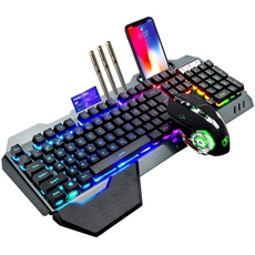 Lexonelec 680 pro - RGB LED Wireless Gaming Tastatur und Maus 4800 mAh volle 104 Tasten Tastatur PC Zubehör eingerichtet 2.4g USB Gamer 2400 DPI atmende optische Maus für PC Mac Laptop comptuter