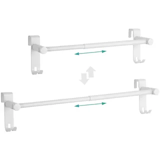 EMKE Handtuchhalter Ausziehbar Teleskop, Edelstahl Handtuchhalter für Badheizkörper mit Haken Handtuchtrockner ohne Bohren, Handtuchstange für Küche und Badezimmer, 44~63 * 10 * 10cm Weiß