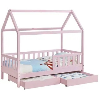 Juskys Kinderbett Marli mit Matratze und Bettkasten rosa 90x200 cm , Rosa , Holz , 90x200 cm , Babymöbel & Kindermöbel, Kinderzimmer & Jugendzimmer, Kinderbetten, Spielbetten