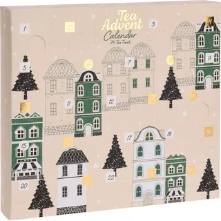 Tee Adventskalender 2025 klein - 23 x 21 cm - Weihnachten Advent Kalender Probier Set Geschenkidee - Beige