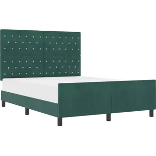 vidaXL Boxspringbett mit Kopfteil Dunkelgrün 140 x 200 cm Samt - Grün