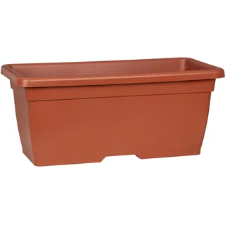 Scheurich Nora Long 60, Pflanzgefäß/Blumentopf/Pflanzkübel, rechteckig, aus Kunststoff, Farbe: Terracotta, 62 cm Breite, 31,5 cm Tiefe, 28 cm hoch, 93,6 l Vol.