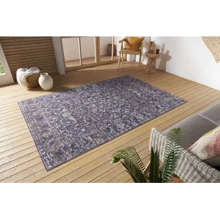 Nouristan Sues In- & Outdoor Orient Teppich – Orientalischer Kurzflor Vintage Used Look Waschbar Wetterfest & UV-beständig für Balkon, Terrasse, Garten, Wohnzimmer – Grau Multicolor, 230x340cm