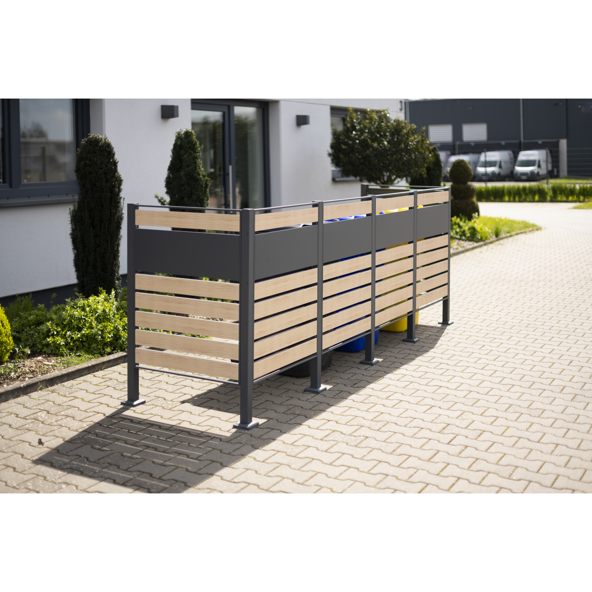 Bild von Mülltonnenbox Planum für 4 x 240 l 320 x 80 x 120 cm anthrazit/holzoptik