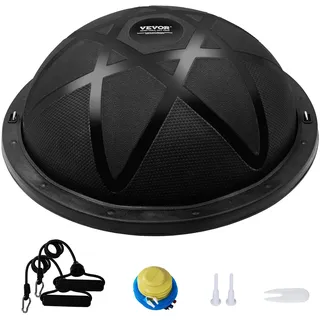 Vevor Halb-Gymnastikball-Trainer, 23 Zoll Balance Ball Trainer, 660 lbs Tragkraft Stabilitätsball, Yoga-Ball mit Widerstandsbändern und Pumpe, Kraft-Fitnessball für das Heim-Fitnessstudio, Ganzkörpertraining, Schwarz