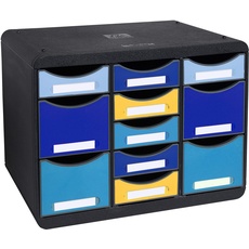 Bild 3137202D Ablagebox BeeBlue aus Recycling-Kunststoff mit 11 individuell platzierbaren Schubladen. Bee Blue (Hoch)