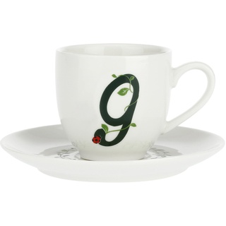 PORCELLANA Solotua Kaffeetasse mit Untertasse Buchstabe G 85 ml in Geschenkbox