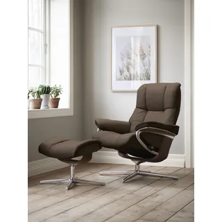 Stressless® Relaxsessel »Mayfair«, (Set, Relaxsessel mit Hocker), mit Hocker, mit Cross Base, Größe S, M & L, Holzakzent braun braun