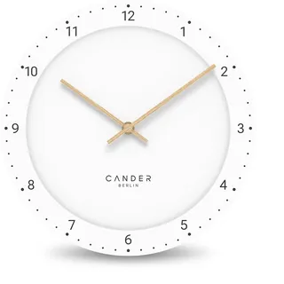 Cander Berlin MNU 2930 H Lautlose Wanduhr 30 cm groß ohne Tickgeräusche analog Wohnzimmer modern weiß Holz-Zeiger Vintage