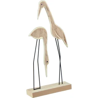 Holz Aufsteller Kranich Paar Natur 27,5×13cm Deko Figuren, 2 Stück - Schwarz