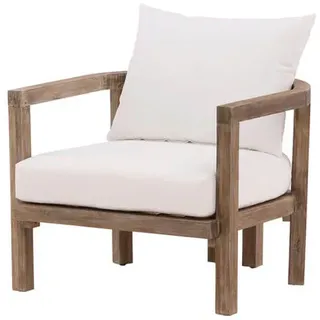 Gardenson Loungesessel , Naturfarben, Weiß , Holz, Textil , Akazie , 70x55x70 cm , Gartenmöbel, Loungemöbel, Lounge-Serien