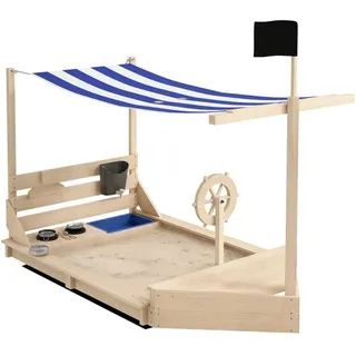 Outsunny Kinder Sandbox Tannenholz Naturholz 180L x 103B x 144,5H cm