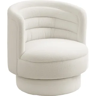 HOMCOM Sessel Wohnzimmer Drehbarer Relaxsessel mit Armlehnen, Loungesessel Lesesessel mit Sherpa-Optik, Polstersessel für Schlafzimmer Cremeweiß - Weiß