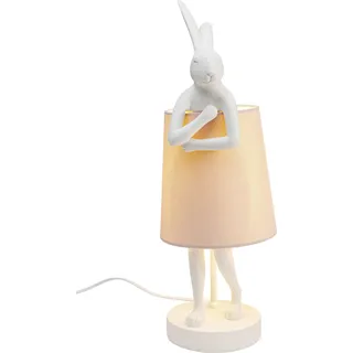 Kare DESIGN Tischleuchte Animal Rabbit Polyresin Weiß, Rosa Weiß / 50 cm